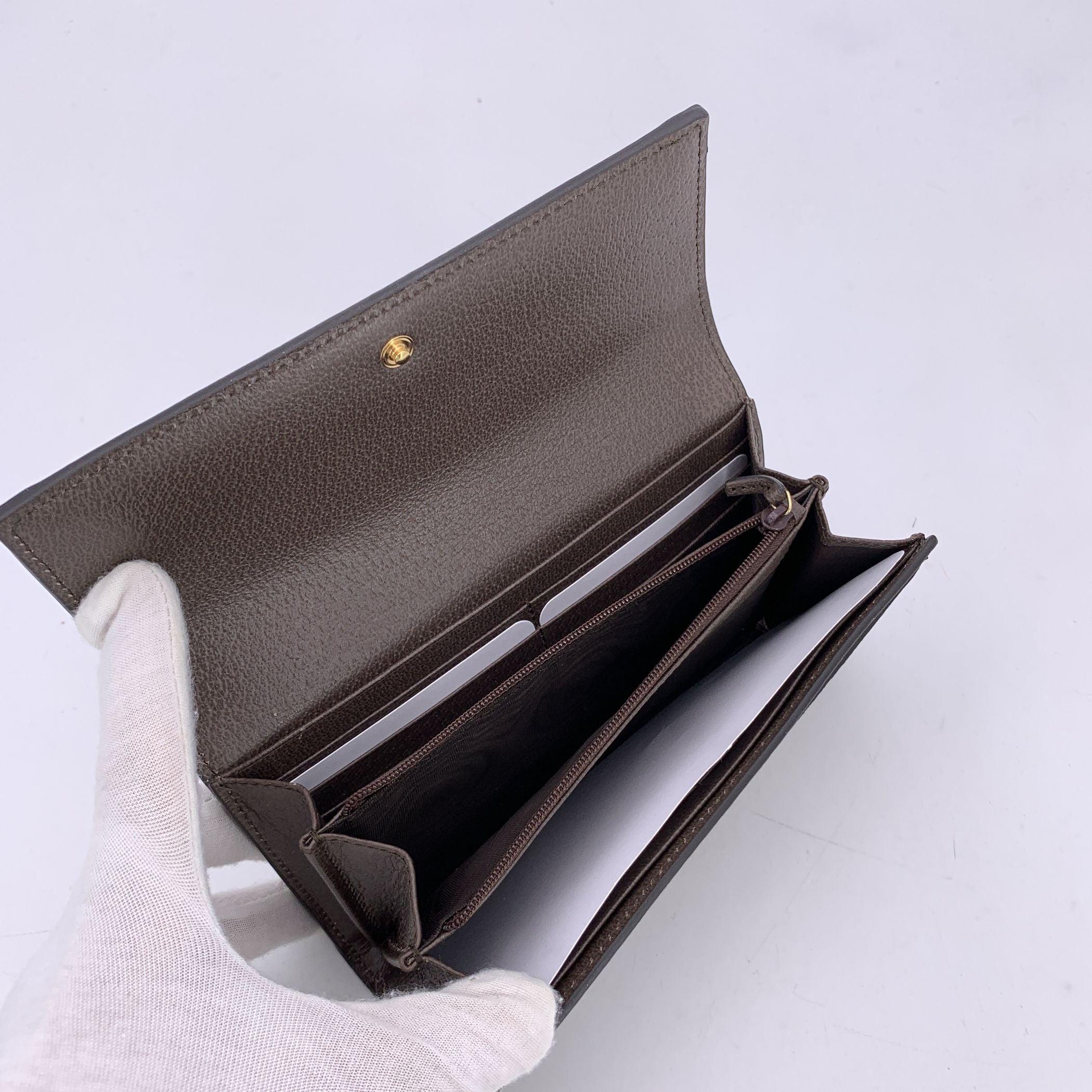 Gucci Monogram Supreme Canvas Ophidia Long Flap Wallet Coin Purse In Excellent Condition In Rome, Rome