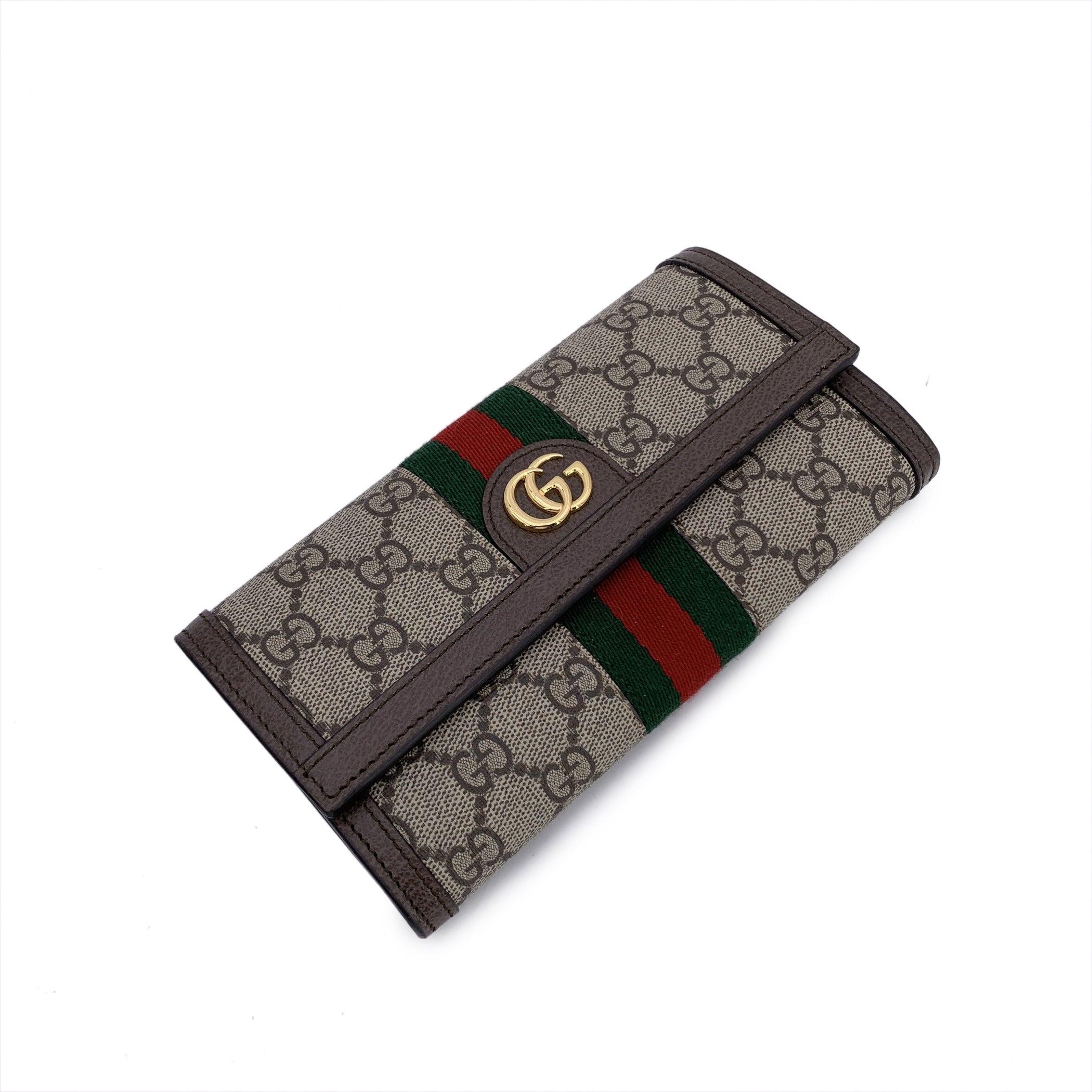 Gucci Monogram Supreme Canvas Ophidia Long Flap Wallet Coin Purse 1