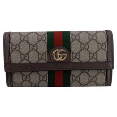 Gucci Monogram Supreme Canvas Ophidia Long Flap Wallet Coin Purse