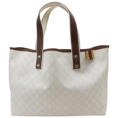 Gucci Monogram Supreme Web 867522 White Coated Canvas Tote