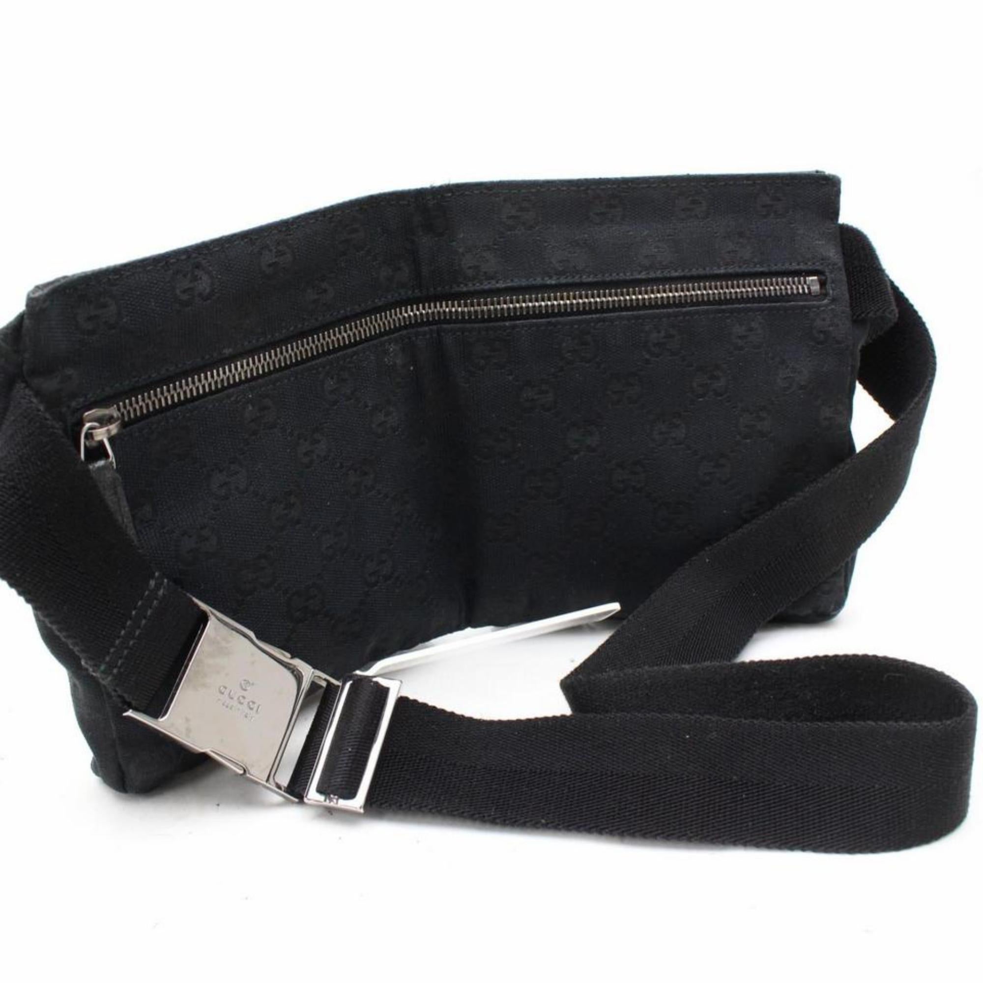 Gucci Monogram Waist Belt Pouch 866910 Black Coated Canvas Cross Body Bag For Sale 3