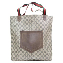 Gucci Monogram Web Pocket 867382 Beige Coated Canvas Tote
