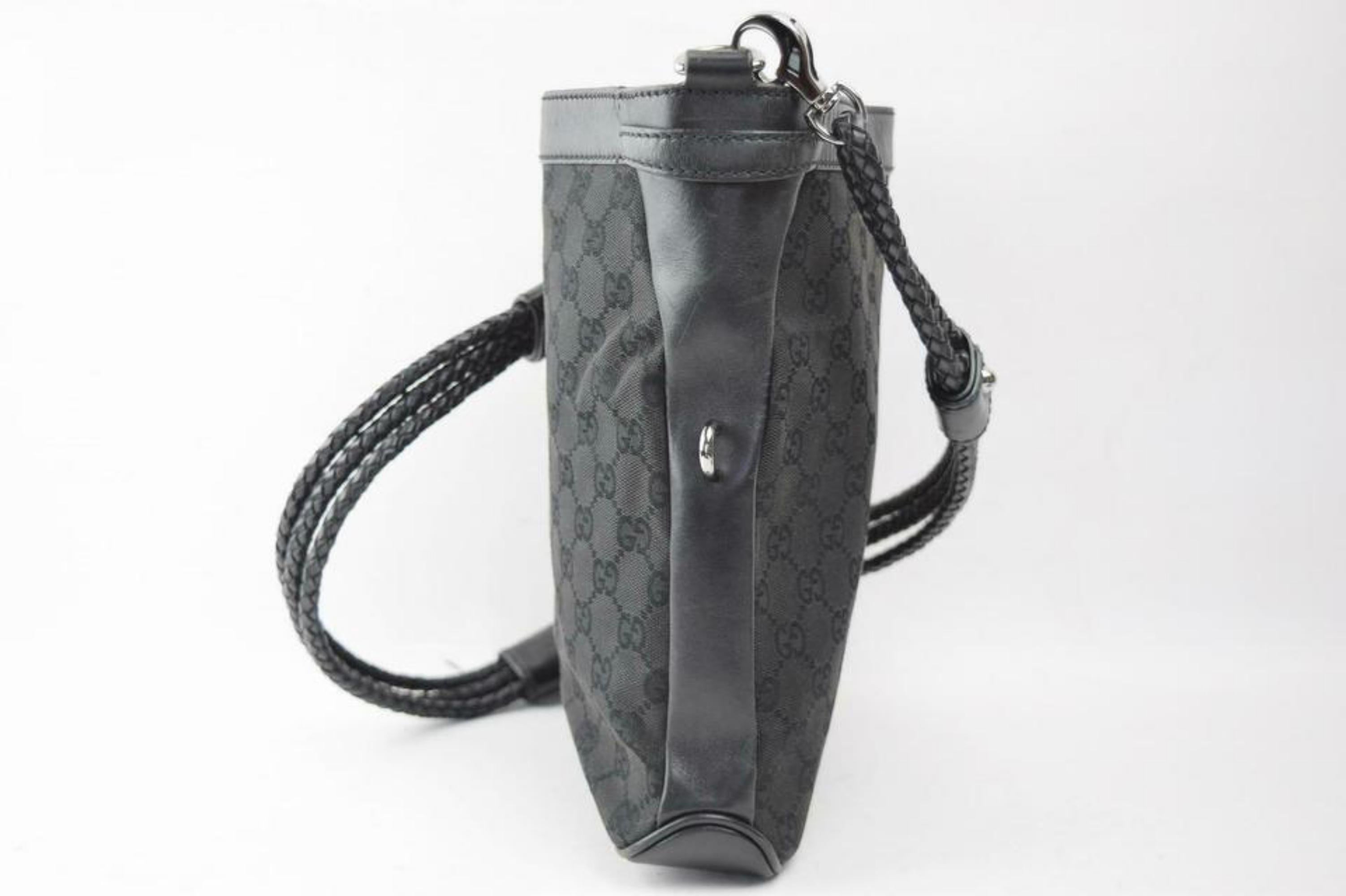 Gucci Monogram Whip Brad Messenger 870338 Black Canvas Shoulder Bag For Sale 3