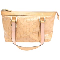 Gucci Monogram Zip Tote 869666 Pink Patent Leather Satchel