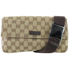 Gucci Monoram Gg Belt Pouch Fanny 229640 Brown Coated Canvas Cross Body Bag