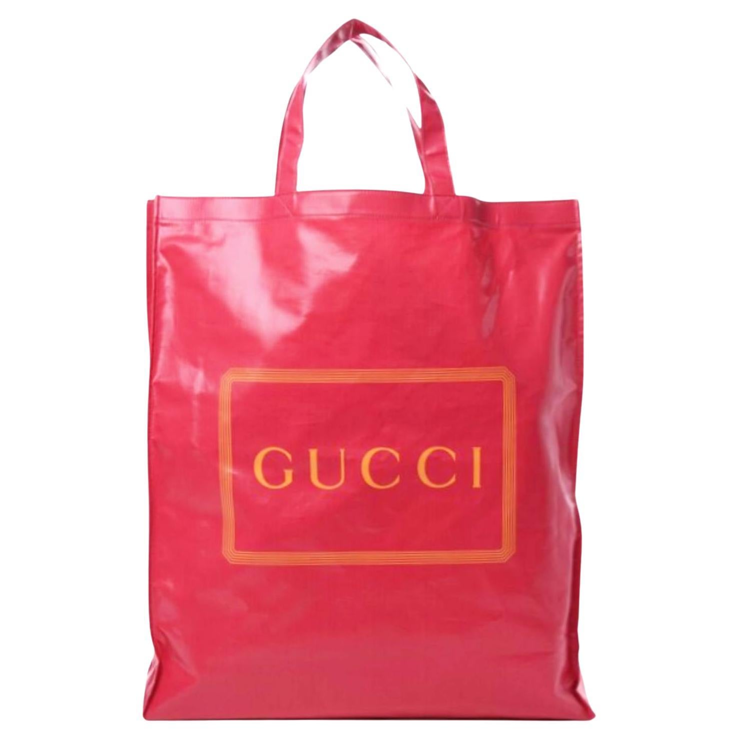 Gucci Montecarlo Crystal Glam Pink Patent Logo Medium Tote Bag 