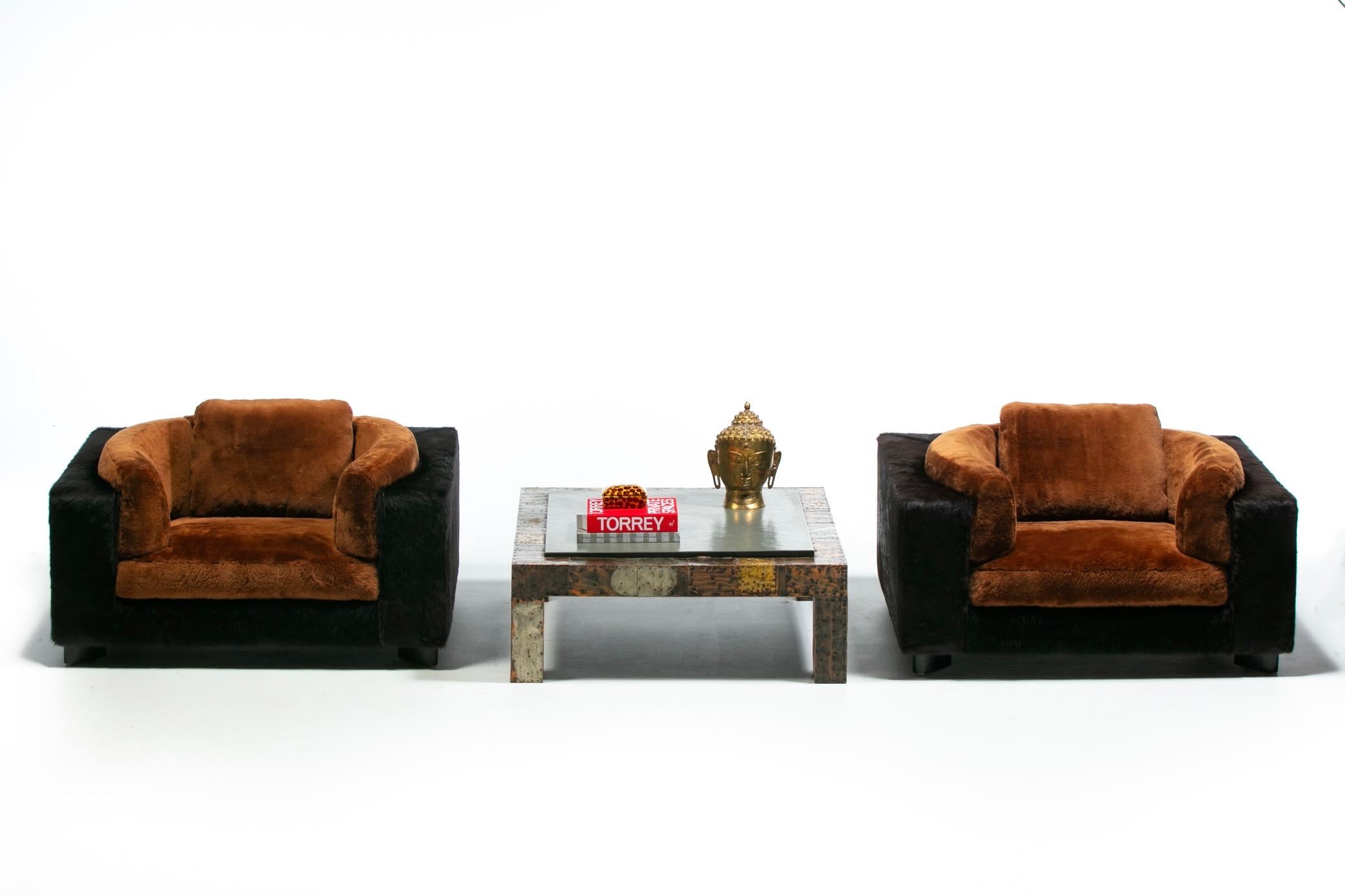 Fauteuils Club Monumental 1970 de Gucci en cuir de vachette nouveau noir et en peau de mouton chocolatée en vente 13