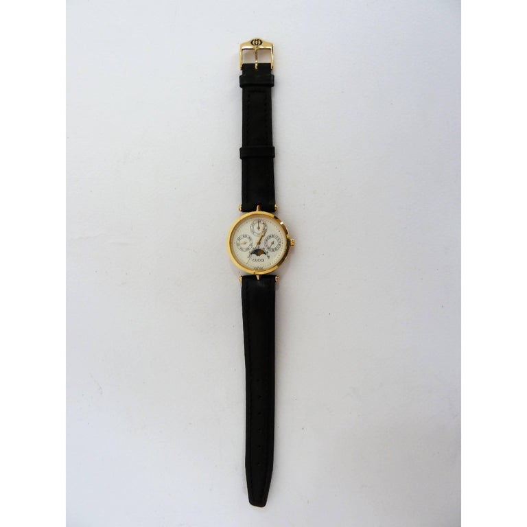 Gucci Moon Phase Pointer Triple Calendar Gold Filled Italian Watch at  1stDibs | vintage gucci moon phase watch