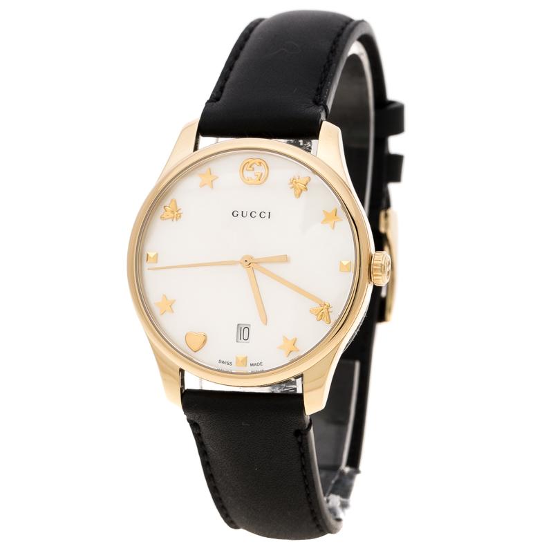 Gucci Mother of Pearl Gold Plated Stainless Steel G-Timelss 126.4 Women's Wristw