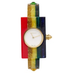 Gucci Mother Of Pearl Multicolor Plexiglass Retro Web YA143520 Women's