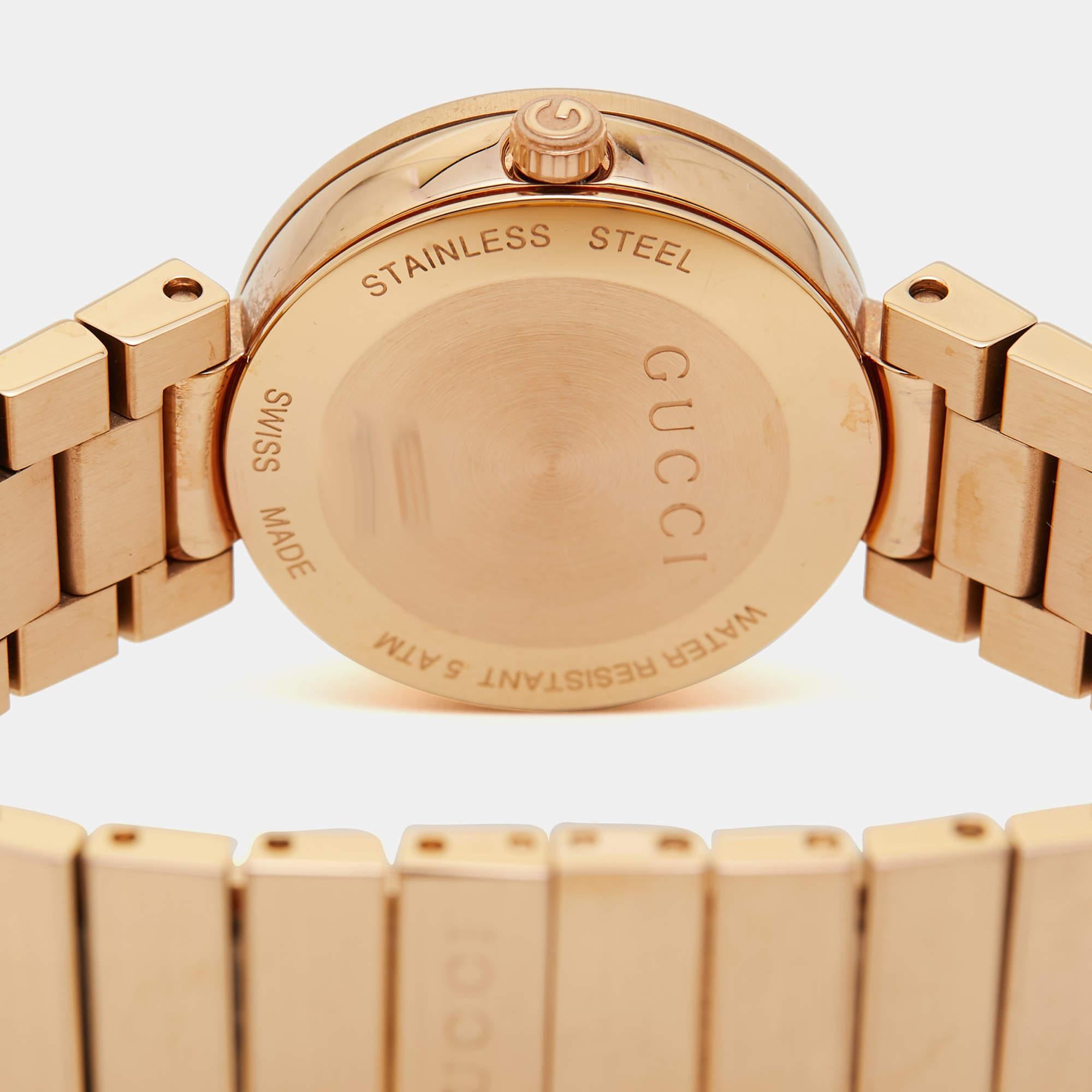 Gucci Mother Of Pearl Rose Gold Tone Stainless Steel Interlocking YA133515 Women 5