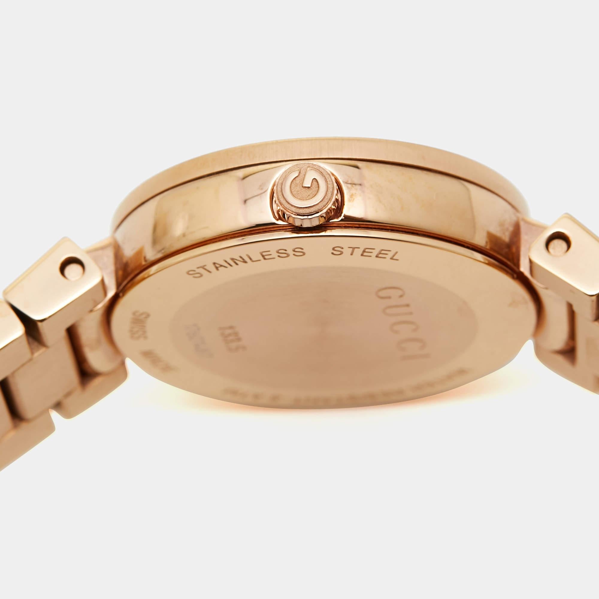 Rose Cut Gucci Mother Of Pearl Rose Gold Tone Stainless Steel Interlocking YA133515 Women