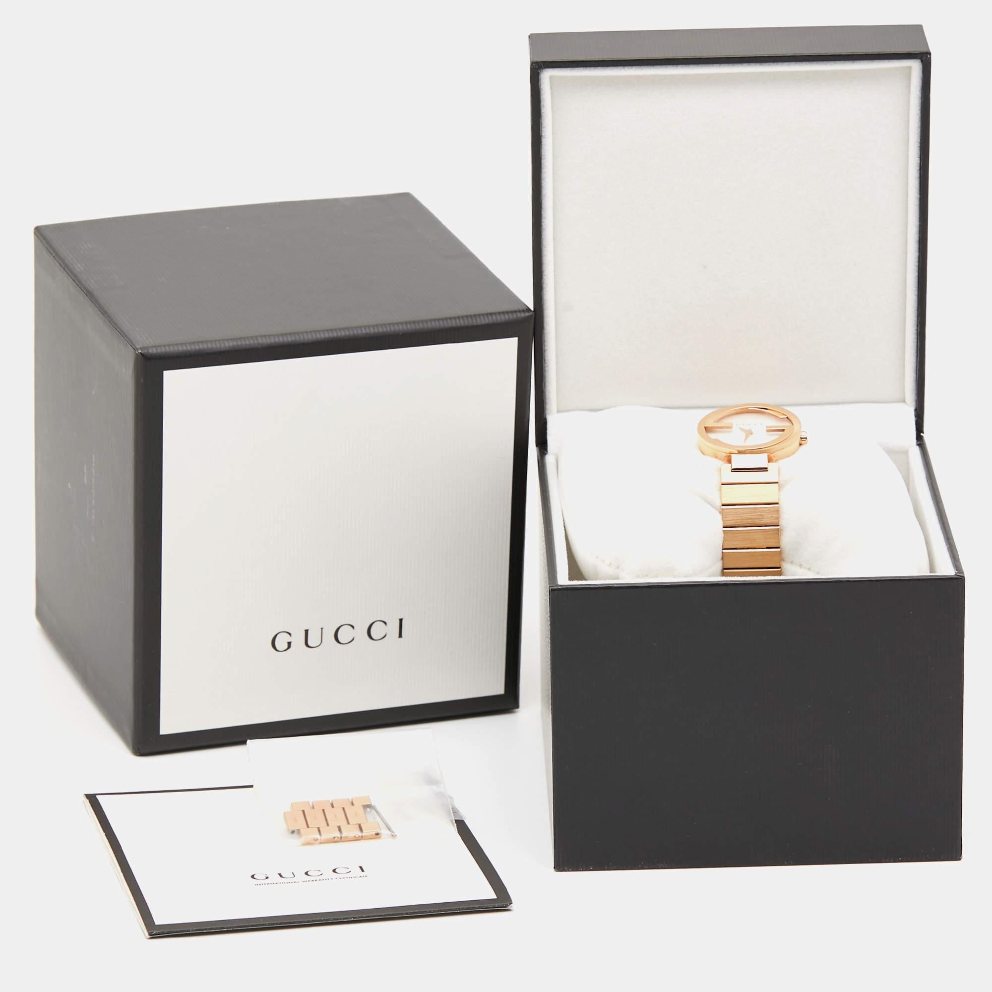 Gucci Mother Of Pearl Rose Gold Tone Stainless Steel Interlocking YA133515 Women 2