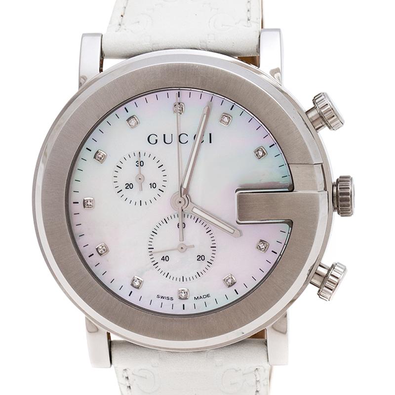 mother of pearl gucci watch