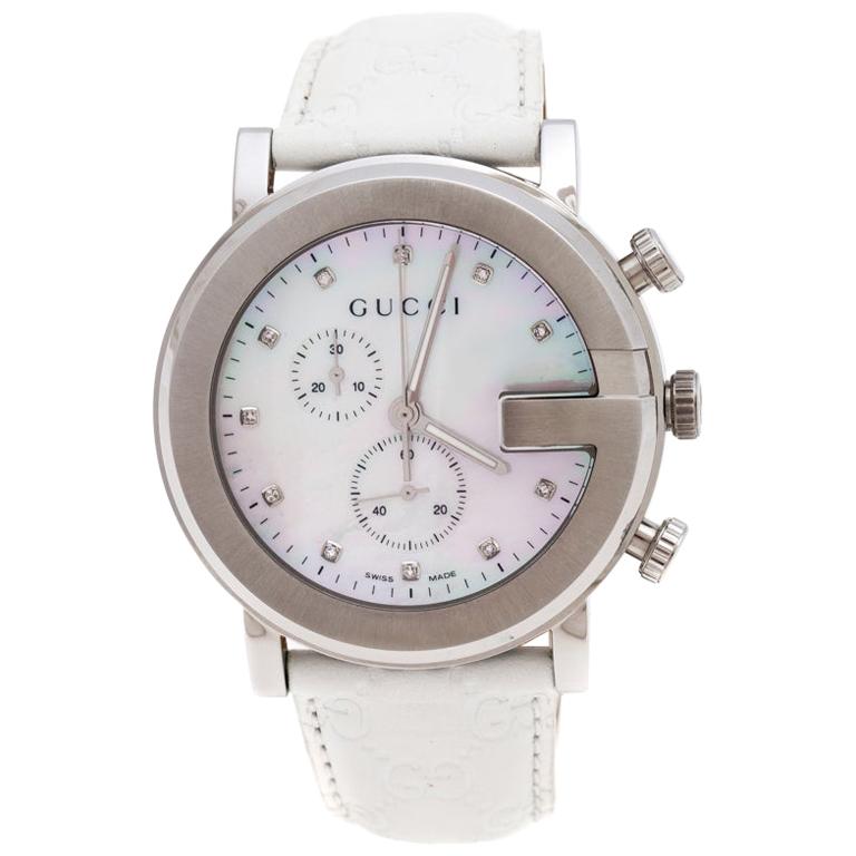 Gucci Mother of Pearl Stainless Steel G-Chrono 101M Women's Wristwatch 44  mm at 1stDibs | gucci 101m chrono swiss made, gucci chrono, gucci 101m  chrono price
