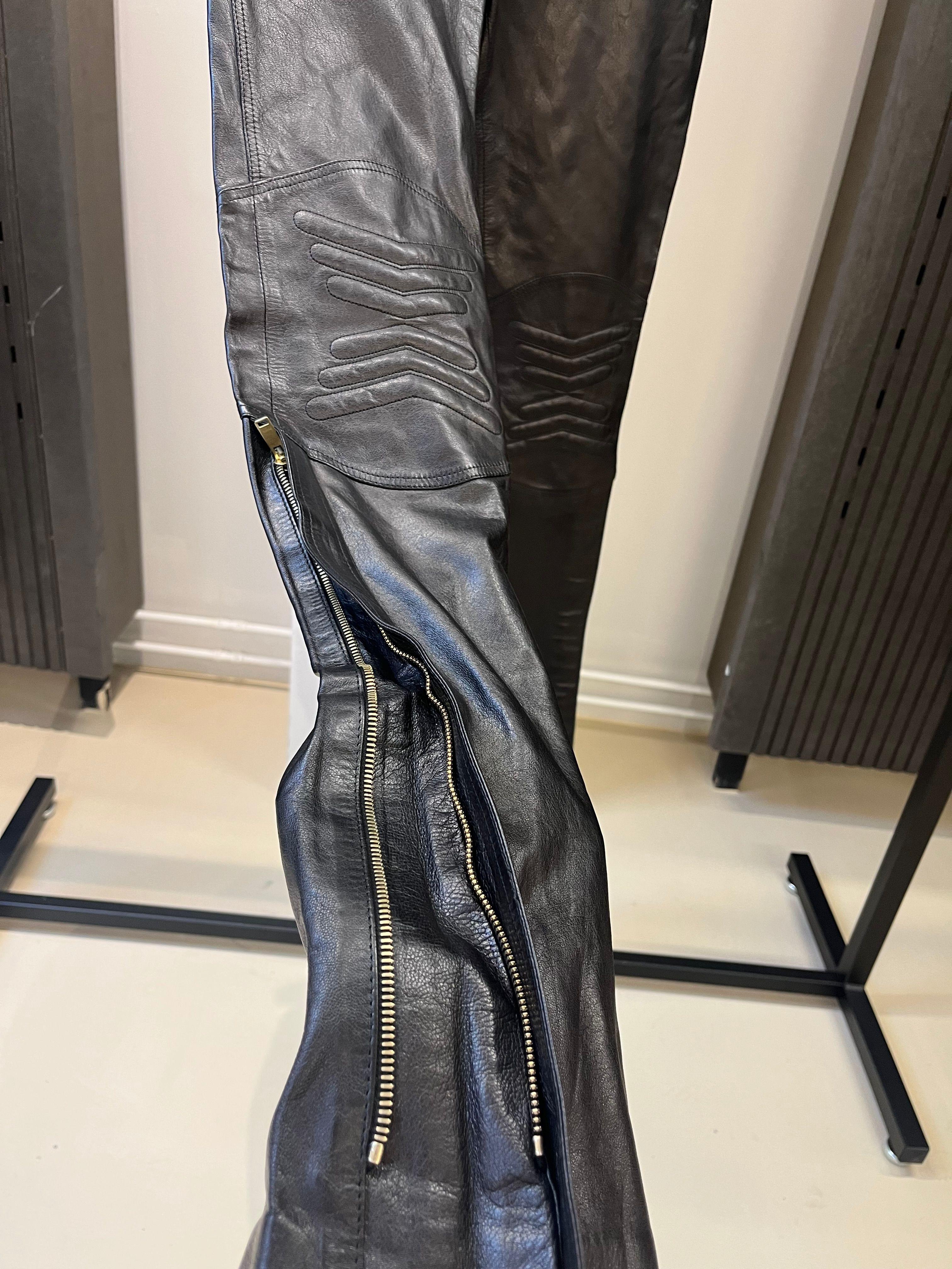 Women's Gucci Moto Belted Leather Pants For Sale