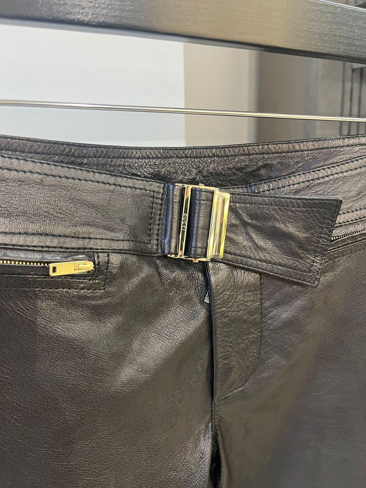 Gucci Moto Belted Leather Pants For Sale 2