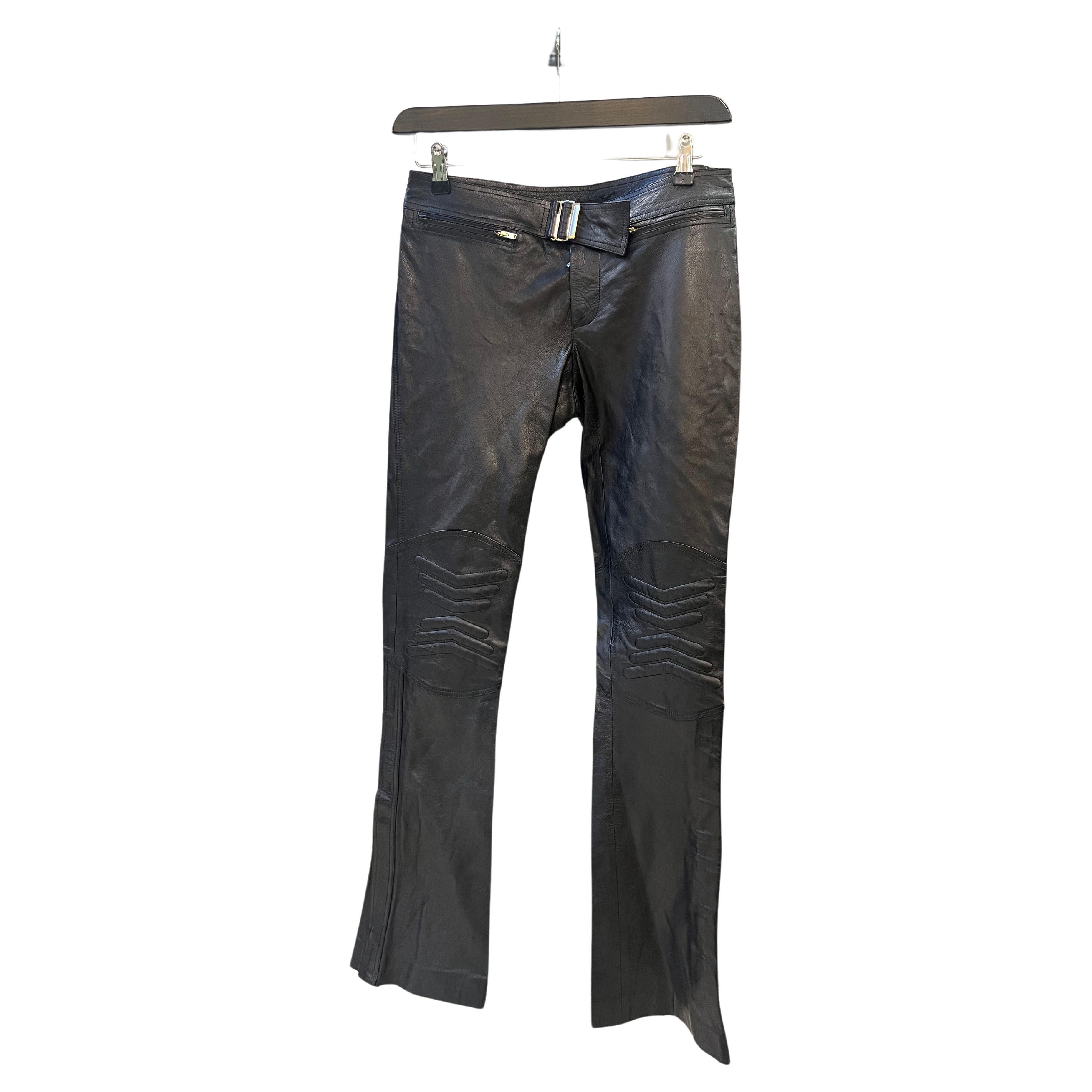 Gucci Moto Belted Leather Pants For Sale