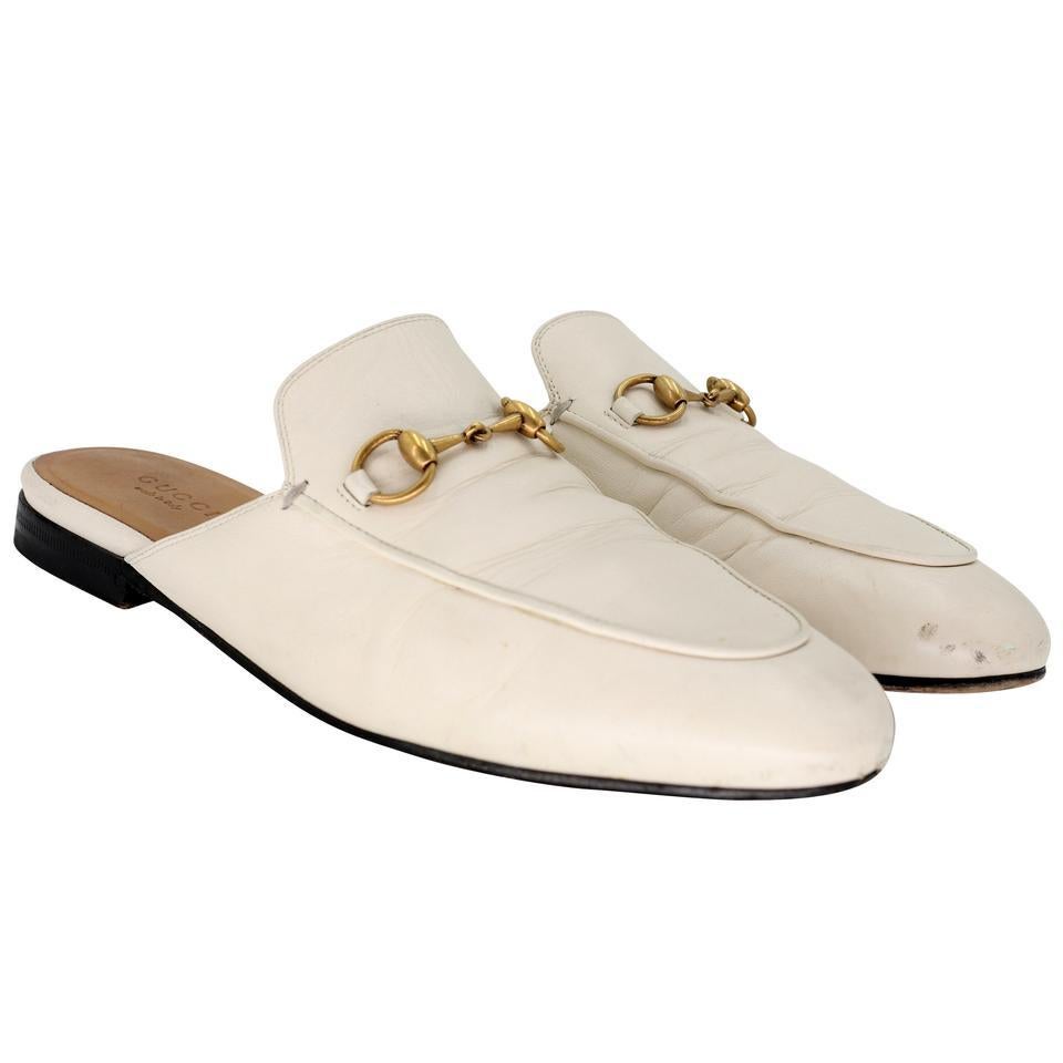 Gucci Mule GG 37.5 Bamboo Leather Princetown Flats GG-S0608P-0005 In Good Condition In Downey, CA