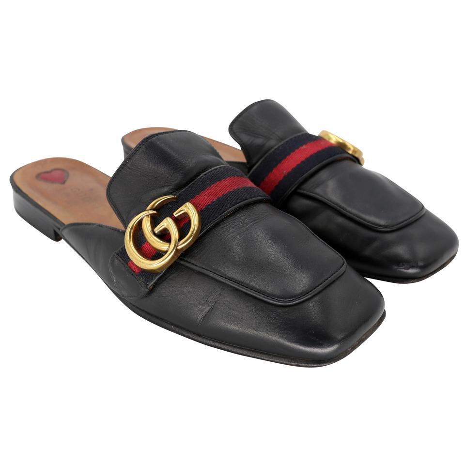 Black Gucci Mule GG 38 Bamboo Leather Princetown Flats GG-S06013P-0007