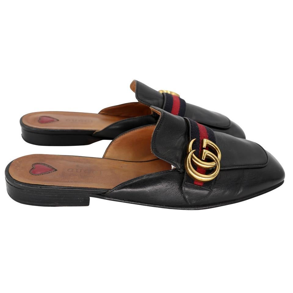 Gucci Mule GG 38 Bamboo Leather Princetown Flats GG-S06013P-0007 In Good Condition In Downey, CA