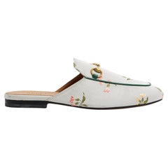 Gucci Mules Princetown EU38.5 Baby Blue Flowers Flats Sandals UK5.5 US8 New