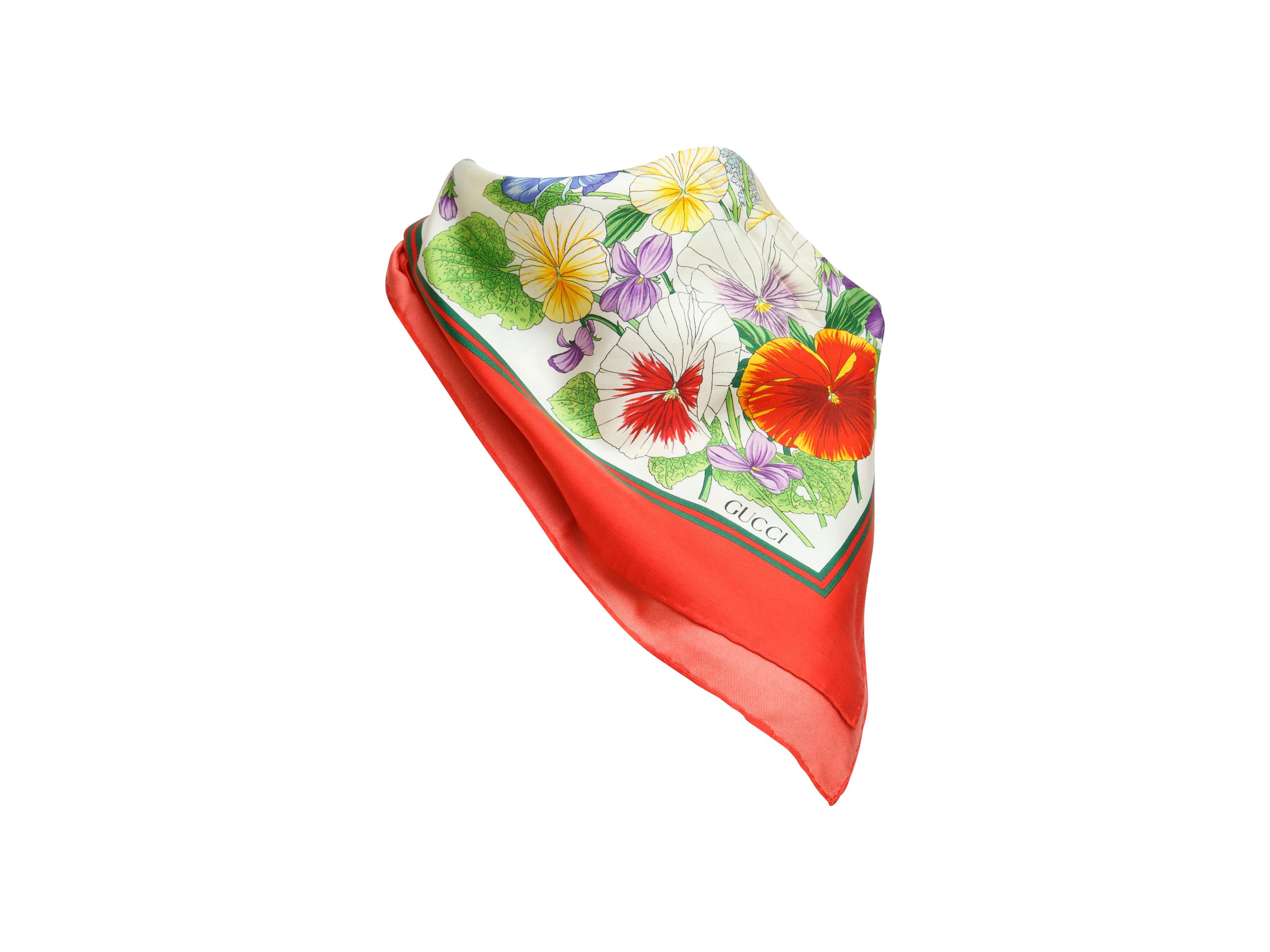 Product details:  Vintage multicolor floral-printed silk scarf by Gucci.  34