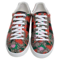 Gucci Mulitcolor GG Supreme Canvas Ace Strawberry Sneakers Size 37.5