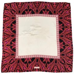 GUCCI Multi-Color Cream Center Floral Silk Scarf