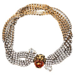 Gucci Multi Strand Crystal Lion Head Choker Necklace S