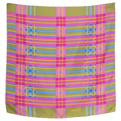Gucci Multico Check Printed Silk Scarf