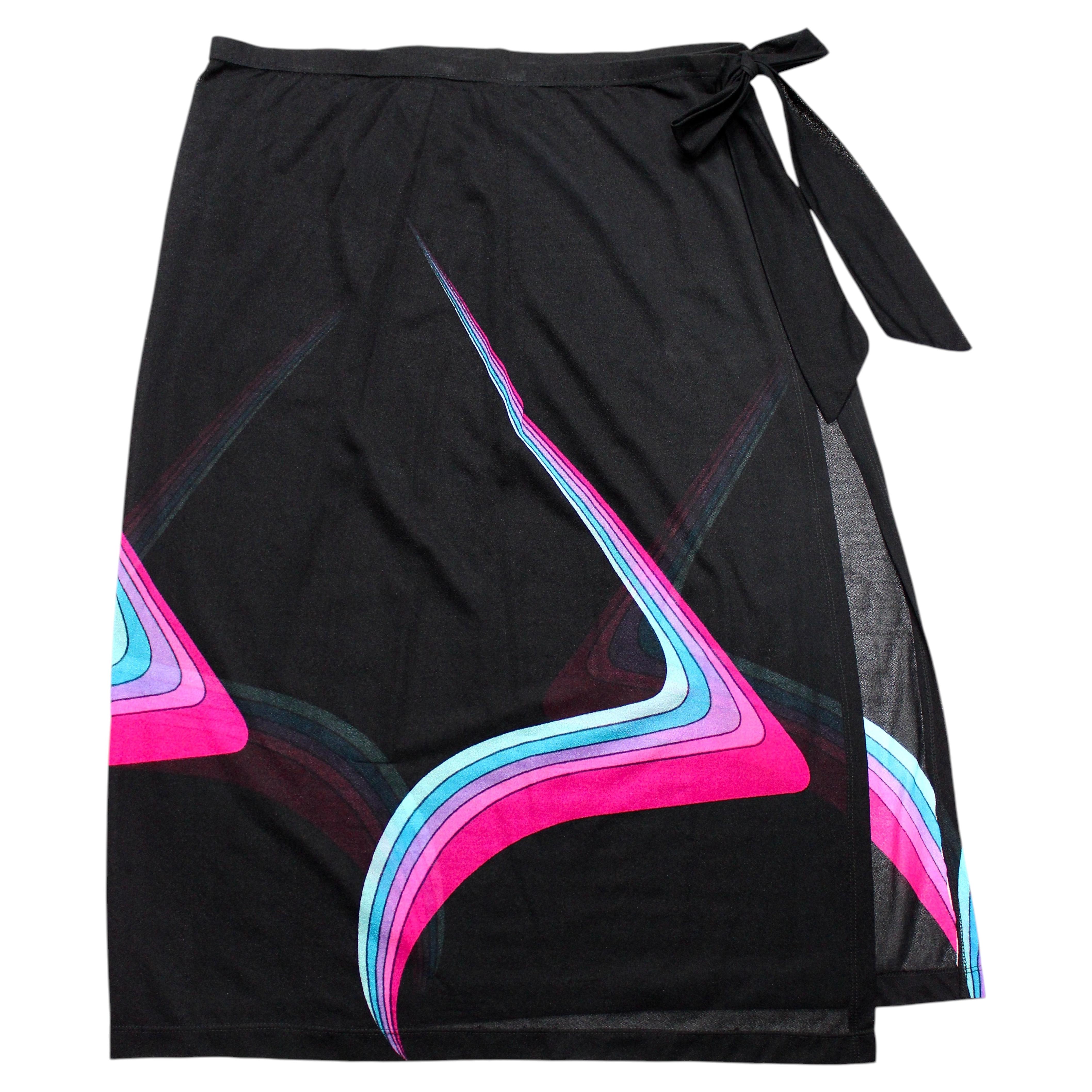 Gucci Multicolor Abstract Print Wrap Skirt circa 1970s