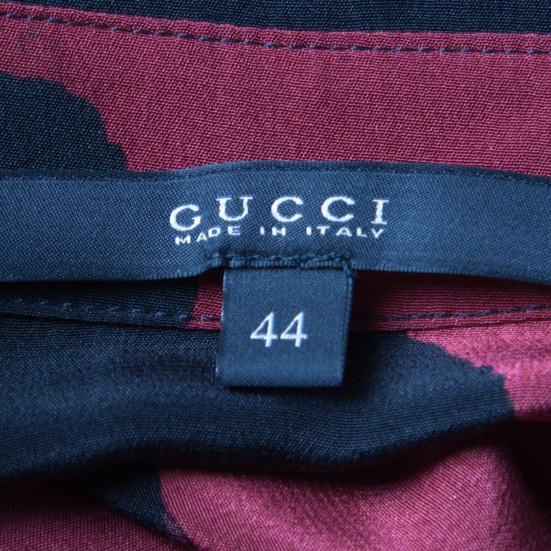Gucci Multicolor Animal Printed Silk Oversized Blouse M In Good Condition In Dubai, Al Qouz 2