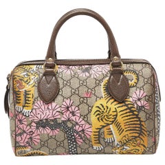 Gucci Multicolor Bengal Tiger GG Supreme Canvas and Leather Small Boston Bag