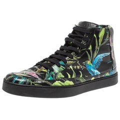 Gucci Multicolor Black Shangai St.Tropical Print Leather Lace Up Sneaker Size 43