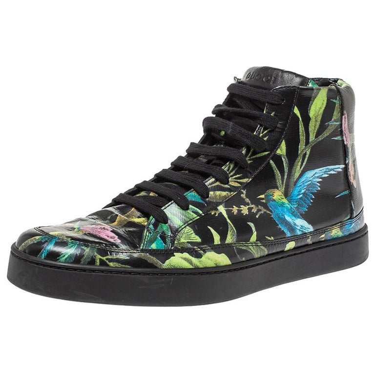 Mm Cirkel Overgave Gucci Multicolor Black Shangai St.Tropical Print Leather Lace Up Sneaker  Size 43 at 1stDibs