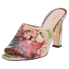 Gucci Multicolor Bloom Print Leather Slide Sandals Size 39