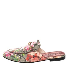 Gucci Multicolor Blooms Canvas Princetown Mule Sandals Size 38