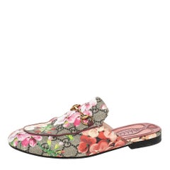 Gucci Multicolor Blooms Canvas Princetown Mule Sandals Size 38