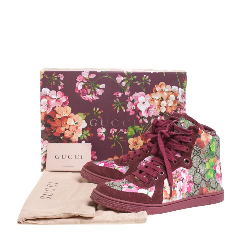 Gucci Multicolor Blooms Printed GG Coated Canvas High Top Sneakers Size 39 3