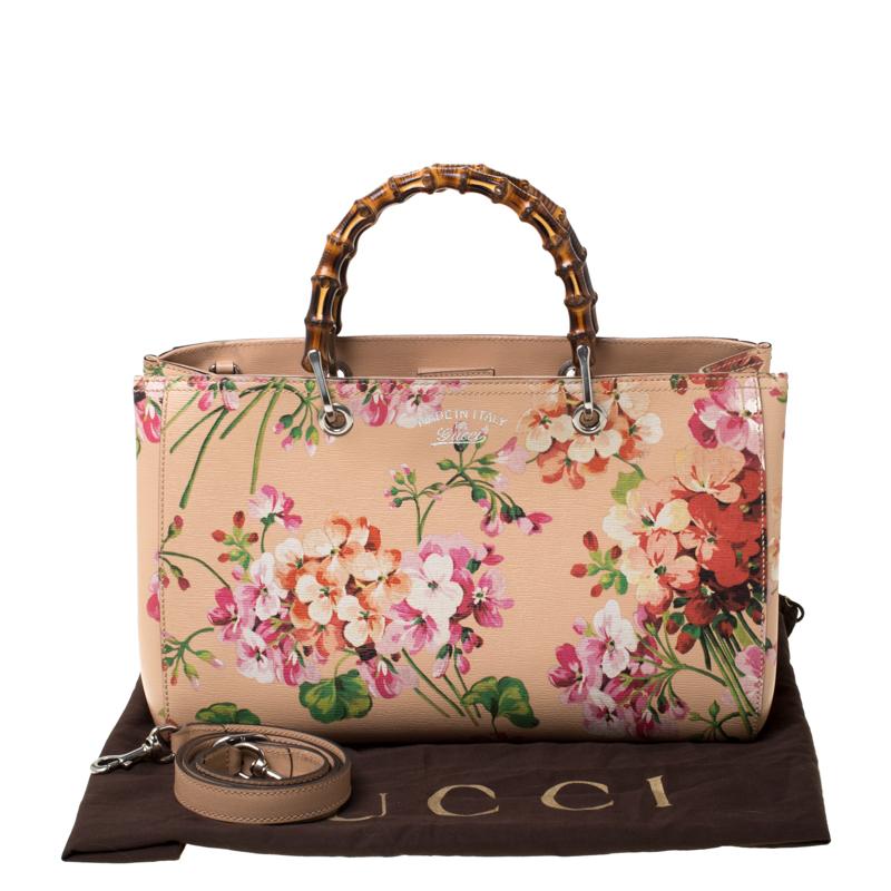 Gucci Multicolor Bloom's Printed Leather Bamboo Shopper Tote 7