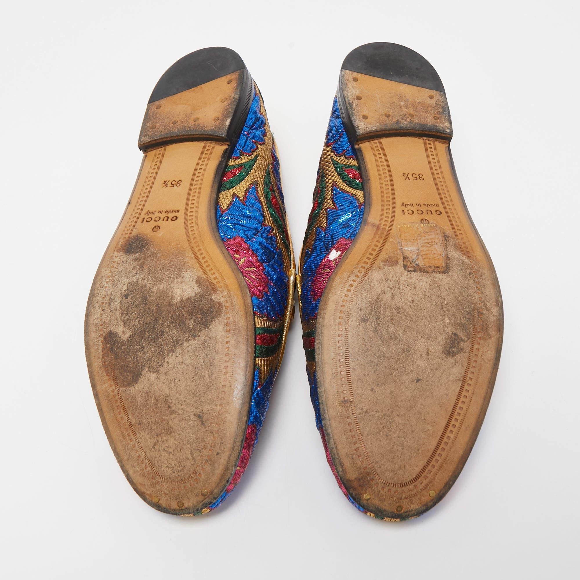 Gucci Multicolor Brocade Fabric Jordaan Loafers Size 35.5 2