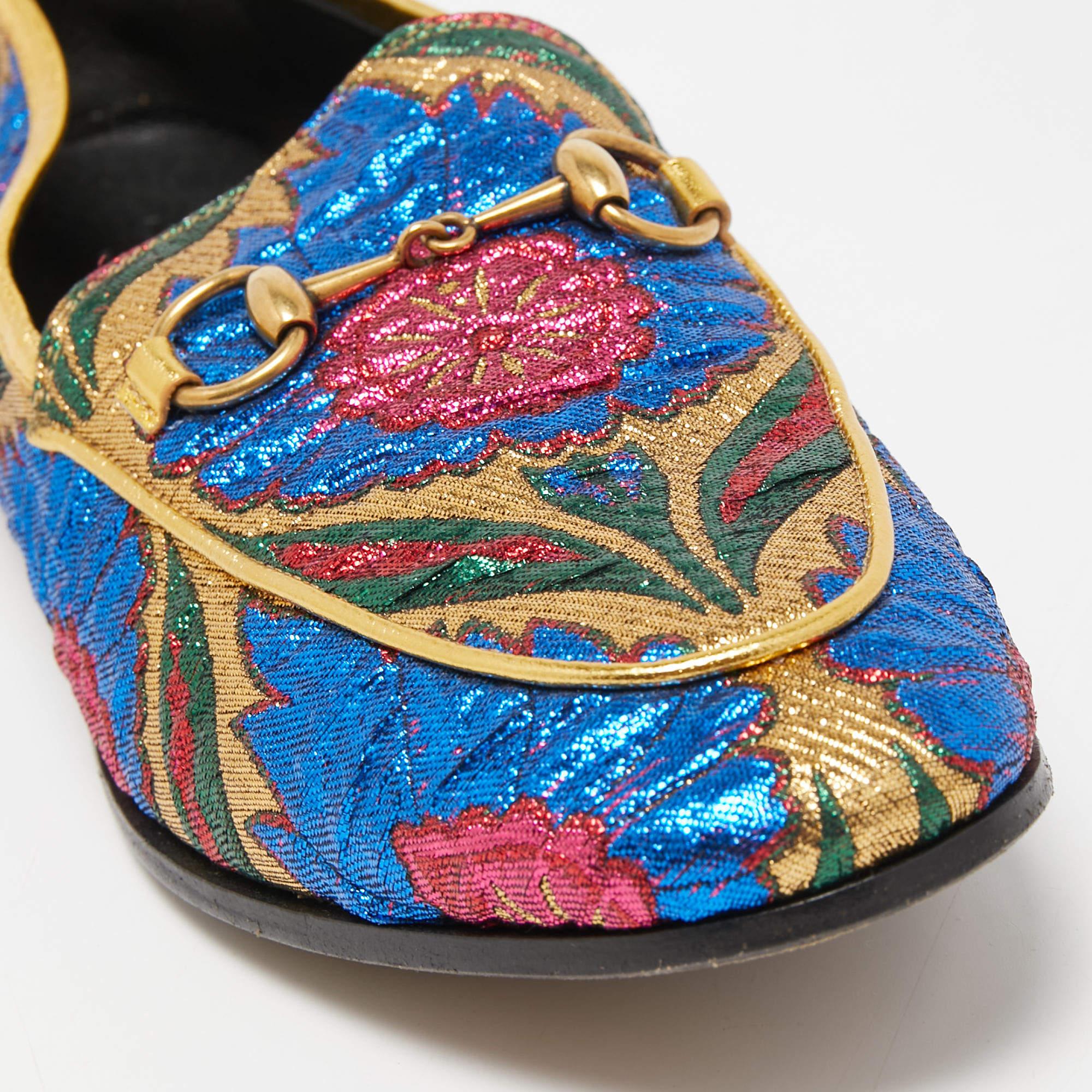 Gucci Multicolor Brocade Fabric Jordaan Loafers Size 35.5 3