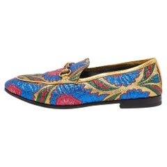 Gucci Multicolor Brocade Fabric Jordaan Loafers Size 35.5