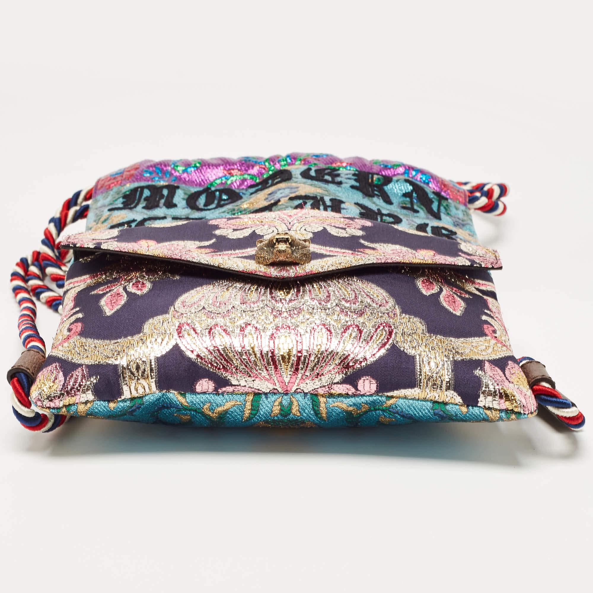 Gucci Multicolor Brocade Fabric Modern Future Drawstring Backpack 2