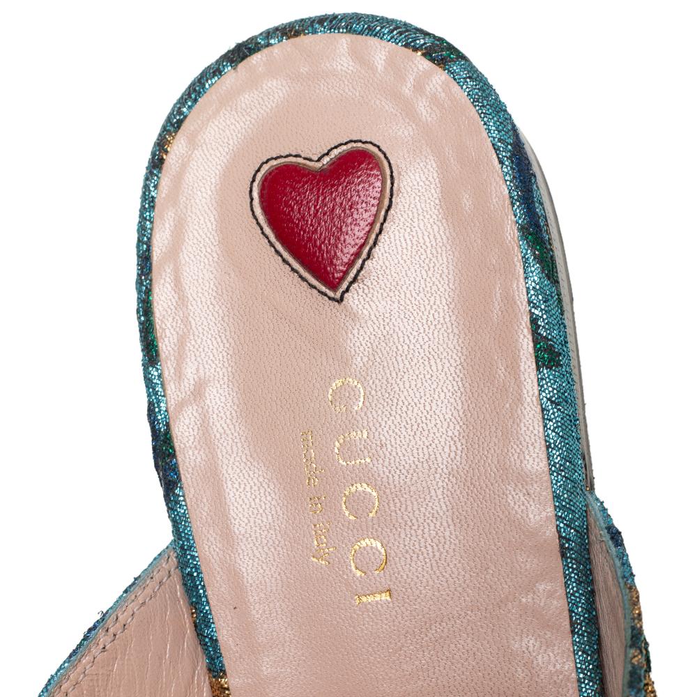 Women's Gucci Multicolor Brocade Fabric Princetown Horsebit Mules Size 37.5
