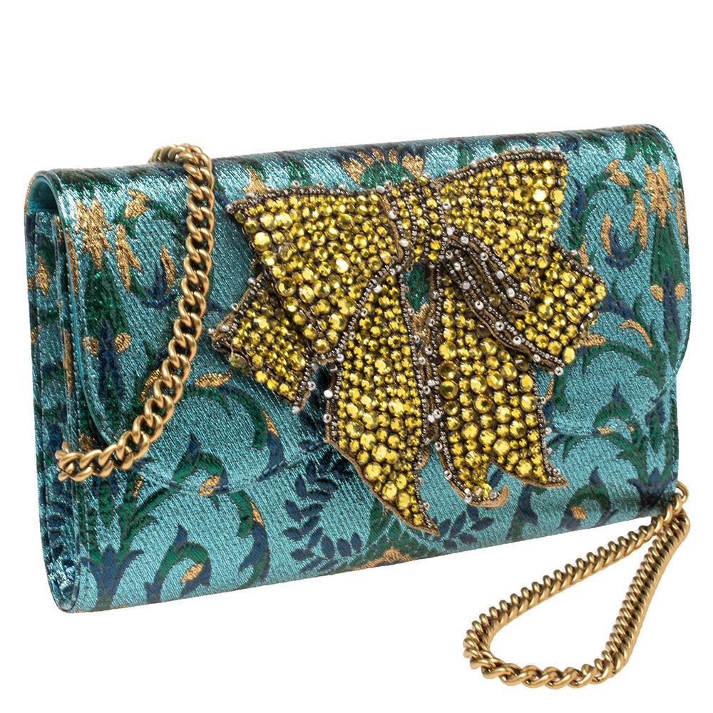 Gucci Multicolor Brocade Fabric Small Sylvie Shoulder Bag In Good Condition In Dubai, Al Qouz 2