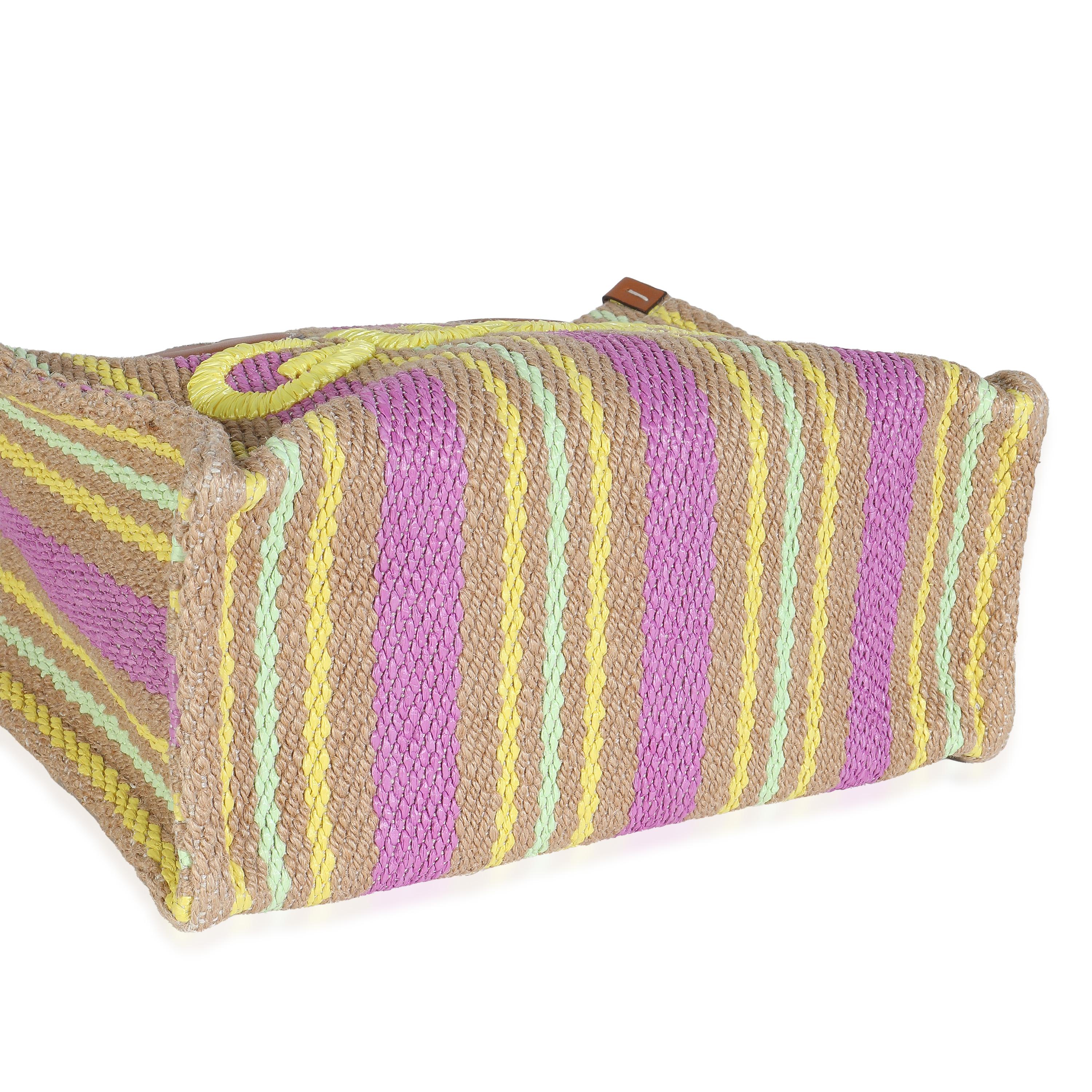 Gucci Multicolor Kalbsleder Jute Logo bestickt kleine vertikale Tote im Angebot 1