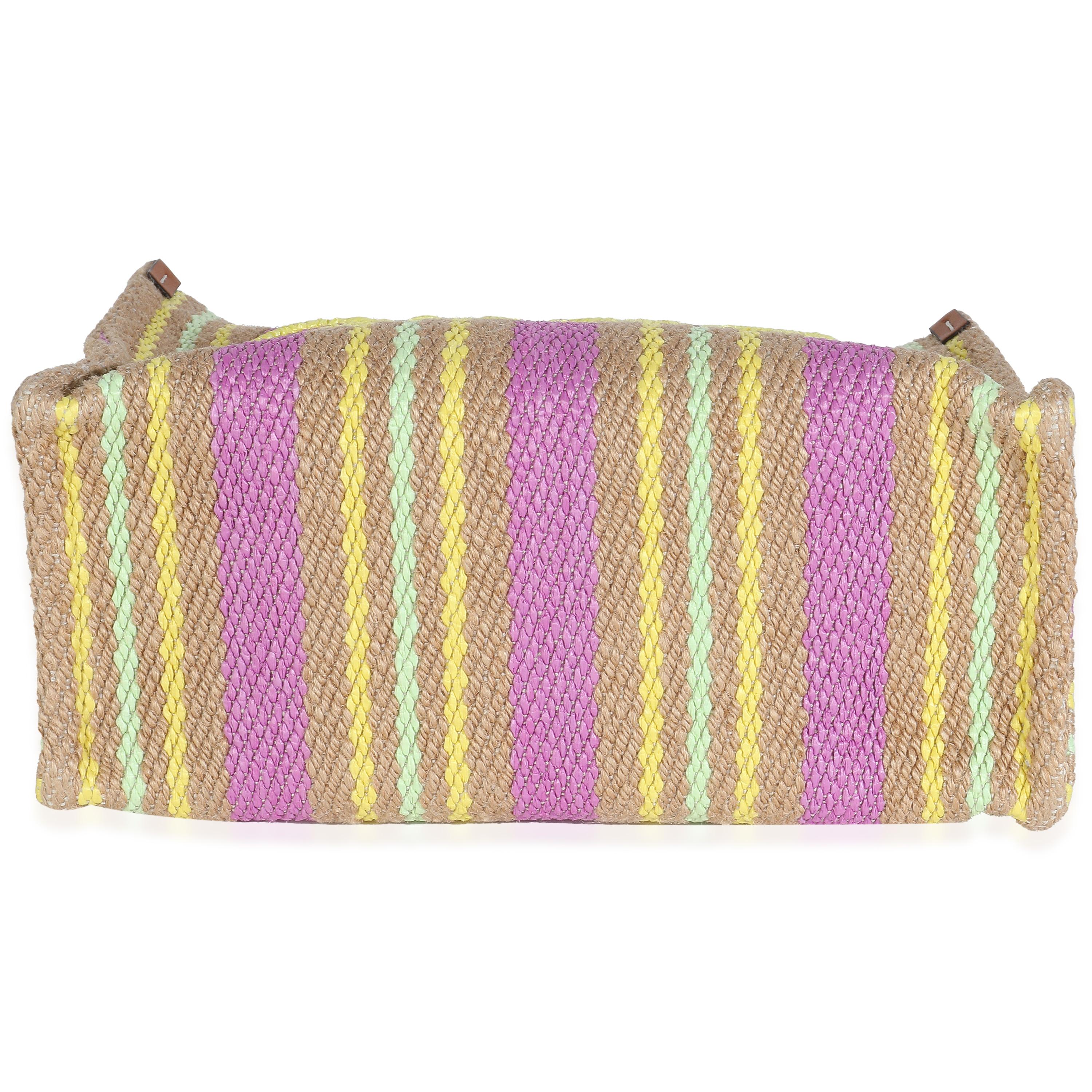 Gucci Multicolor Kalbsleder Jute Logo bestickt kleine vertikale Tote im Angebot 2