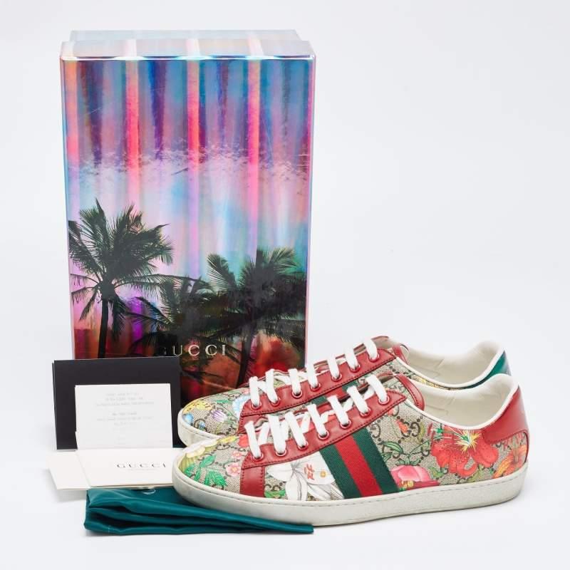 Gucci Multicolor Canvas and Leather GG Canvas Floral Ace Sneakers Size 40 4
